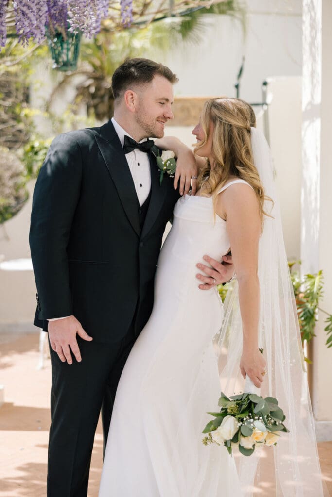 A tender moment with the bride and groom before the big ceremoney at Villa Antiche Mura