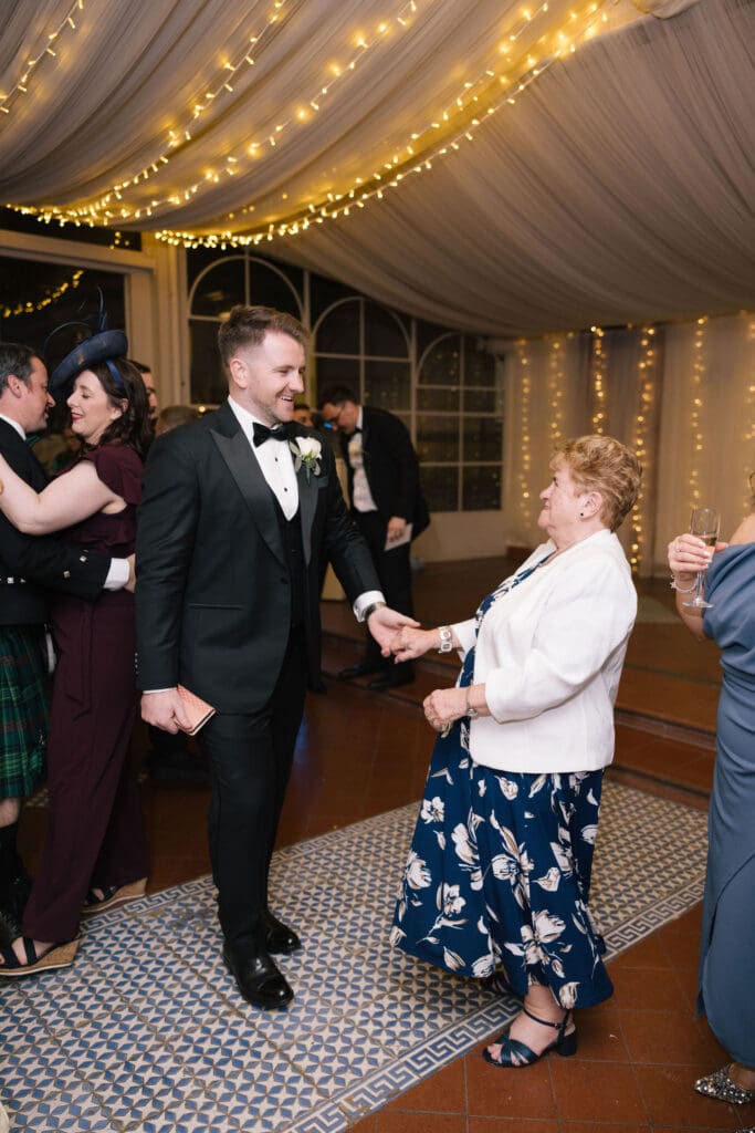 First dance between groom and his grandmother at Villa Antiche Mura