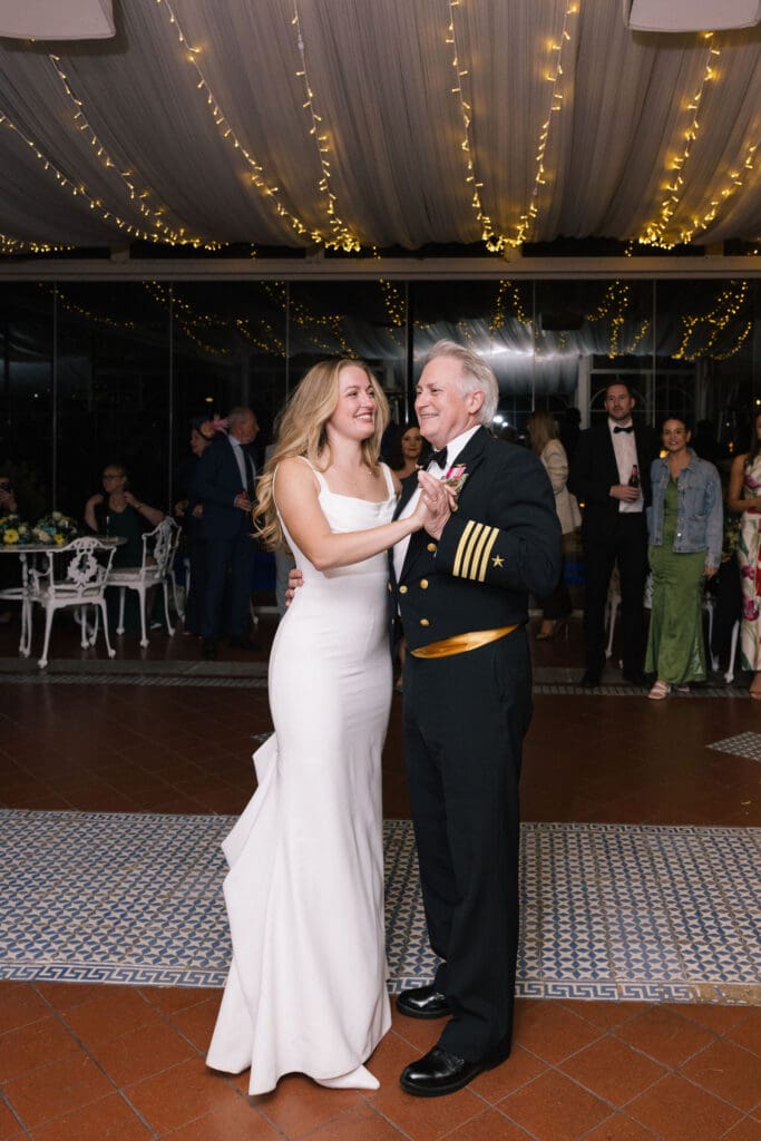 First dance between the bride and father of the bride at Villa Antiche Mura