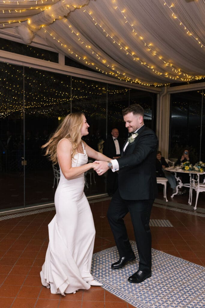 First dance between bride and groom at Villa Antiche Mura
