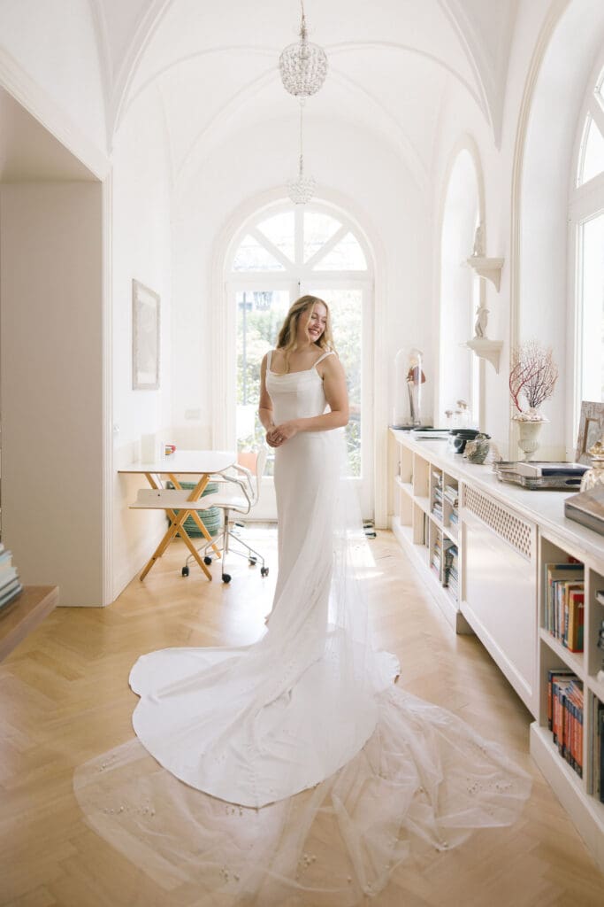 Bride getting ready for her destination wedding in Sorrento, Italy